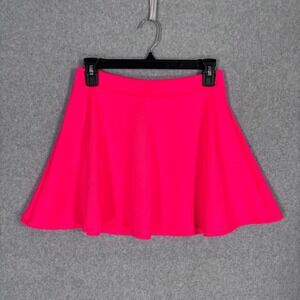 Neon Pink Skater Skirt Medium Mini Scuba Knit Party 90s 80s Dance Twirl Rave USA